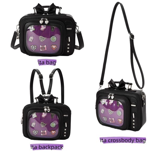 4706 Retro TV Shaped Ita Bag Pin Display Backpack Cute Pin Bag with 3 main image 5